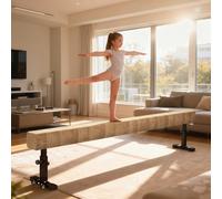 Homcom Adjustable Balance Beam Gymnastics Beam With Wheels For 6+ Years