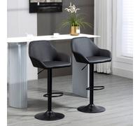 HOMCOM Adjustable Bar Stools Set Of 2 PU Leather And Steel Base Black, Black
