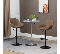 Homcom Adjustable Bar Stools Set Of 2, Swivel Barstool W/ Footrest Dark Brown
