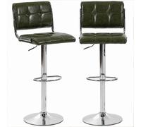 Homcom Adjustable Bar Stools Set Of 2 With Backrest Green
