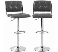 HOMCOM Adjustable Bar Stools Set of 2 with Backrest Grey