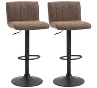 Homcom Adjustable Barstools Set Of 2 Swivel Counter Bar Chairs Bar Stools With Footrest Pu Leather Gas Lift Brown