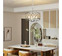 HOMCOM Adjustable Ceiling Light with 4 Light, Modern Crystal Chandelier