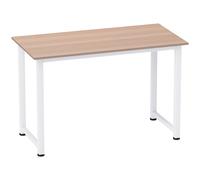HOMCOM Adjustable Computer Desk, PC Writing Table for Home Office, Stable Workstation with Metal Frame, Oak and White Aosom UK