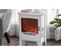 HOMCOM Electric Fireplace Stove, Free standing Fireplace Heater with Realistic Flame Effect, Overheat Safety Protection, 900W/1800W, White