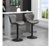 Adjustable Bar Stools Set of 2 Swivel Barstool W/ Footrest Gas Lift for Kitchen HOMCOM Dark Grey One Size