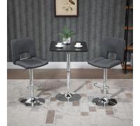 HOMCOM Adjustable Height Bar Table with Metal Frame and Square Tabletop