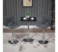 HOMCOM Adjustable Height Bar Table with Metal Frame & Square Tabletop in Black HOMCOM Black