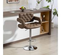 Homcom Adjustable Height Barstool Steel Pole Pu Leather Bistro In Brown Brown One Size