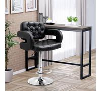 HOMCOM Adjustable Height Barstool Steel Pole PU Leather, Black