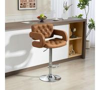 Portland Brown PU Leather Height Adjustable Swivel Bar Stool - Size: Single - Wilko