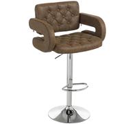 HOMCOM Adjustable Height Barstool Steel Pole PU Leather, Coffee