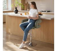 HOMCOM Adjustable Height Barstool Steel Pole PU Leather, Green