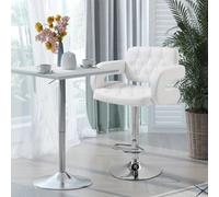 Homcom Adjustable Height Barstool Steel Pole Pu Leather Bistro In White White