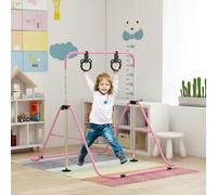 Homcom Adjustable Height Foldable Kids Gymnastics Bar With Non-slip Mats, Pink, Pink