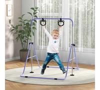 HOMCOM Adjustable Height Foldable Kids Gymnastics Bar, Purple