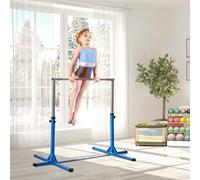 HOMCOM Height Adjustable Gymnastics Horizontal Bar For Kids Home Gym Training in Blue HOMCOM Blue Kids