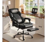 HOMCOM Adjustable Office Chair with Footrest, Armrest, Casters, Black