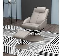 Adjustable Recliner Swivel Leather Armchair 360° Rotatable Stool W/ Footrest HOMCOM Grey One Size