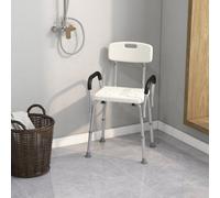 HOMCOM Adjustable Shower Chair, Shower Seat, Portable Medical Stool with Adjustable Back and Armrest for Mobility White