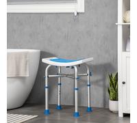 HOMCOM Adjustable Shower Stool for Elderly/Disabled - 4-Height Position, Blue, 150 kg, X-Frame, Suction Foot Pads, 713-115BU