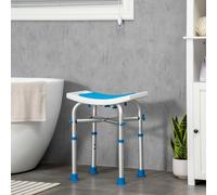 HOMCOM Adjustable Shower Stool with Foot Pads for Elderly Disabled - Blue