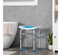 Homcom Adjustable Shower Stool With Foot Pads For Elderly Disabled Blue