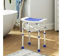 HOMCOM Adjustable Shower Stool with Foot Pads for Elderly Disabled - Purple