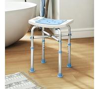 HOMCOM Adjustable Shower Stool with Foot Pads for Elderly, Light Blue - Light Blue, White