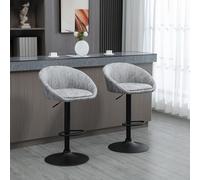 Homcom Adjustable Swivel Bar Stools Set Of 2 Bar Chairs With Footrest In Light Grey Light Grey