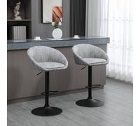Homcom Adjustable Swivel Bar Stools Set Of 2 Bar Chairs With Footrest In Light Grey Light Grey