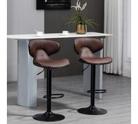 Homcom Adjustable Swivel Bar Stools Set Of 2, Barstools For Counter Bar, Brown