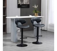 HOMCOM Adjustable Swivel Bar Stools Set of 2, Barstools for Counter Bar, Grey