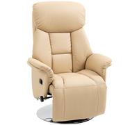 HOMCOM Adjustable Swivel Recliner, Manual Recliner Chair with Footrest, Padded Arms, PU Leather Upholstery, Beige