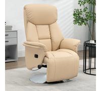 HOMCOM Adjustable Swivel Recliner with Footrest, Padded Arms, Beige