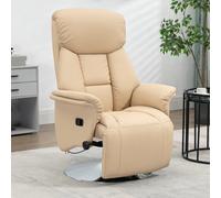 HOMCOM Adjustable Swivel Recliner with Footrest, Padded Arms, Beige