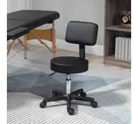 Homcom Adjustable Swivel Salon Chair Padded Seat Back 5 Wheels Black