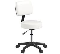 HOMCOM Adjustable Swivel Salon Chair Padded Seat Back 5 Wheels White