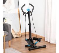 HOMCOM Adjustable Twist Stepper Step Machine For Home Gym Aerobic Workout - Black And Blue, Black