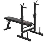 HOMCOM Adjustable Weight Bench Bench Press, Barbell Rack, Dip Station Black