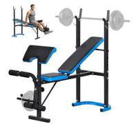 HOMCOM Adjustable Weight Bench with Leg Developer Home Gym Fitness Black | Barbell Rack, Lifting, Strength Training, Multifunctional Workout Station
