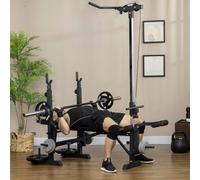 HOMCOM Adjustable Weight Bench with Pulley System, Incline Bench Press Set with Squat Rack, Leg Developer, Butterfly and Weight Storage, for Home Gym Full Body Workout