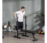 Homcom Adjustable Weight Bench With Barbell Rack, Dip Station, Black