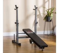 Homcom Adjustable Weight Bench With Barbell Rack, Dip Station, Grey