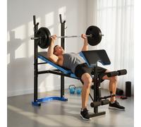 HOMCOM Adjustable Weight Bench with Leg Developer Barbell Rack for Home Gym