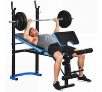 HOMCOM Adjustable Weight Bench with Leg Developer Barbell Rack for Home Gym