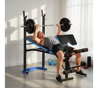 Homcom Adjustable Weight Bench With Leg Developer Barbell Rack For Home Gym Fitness In Black Black