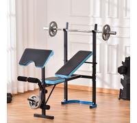 HOMCOM Adjustable Weight Bench with Leg Developer Barbell Rack for Lifting and S