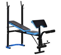 Adjustable Weight Bench with Leg Developer Barbell Rack for Home Gym Fitness HOMCOM Black One Size