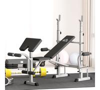 HOMCOM Adjustable Weight Bench with Squat Rack, Leg Developer, Grey HOMCOM Grey